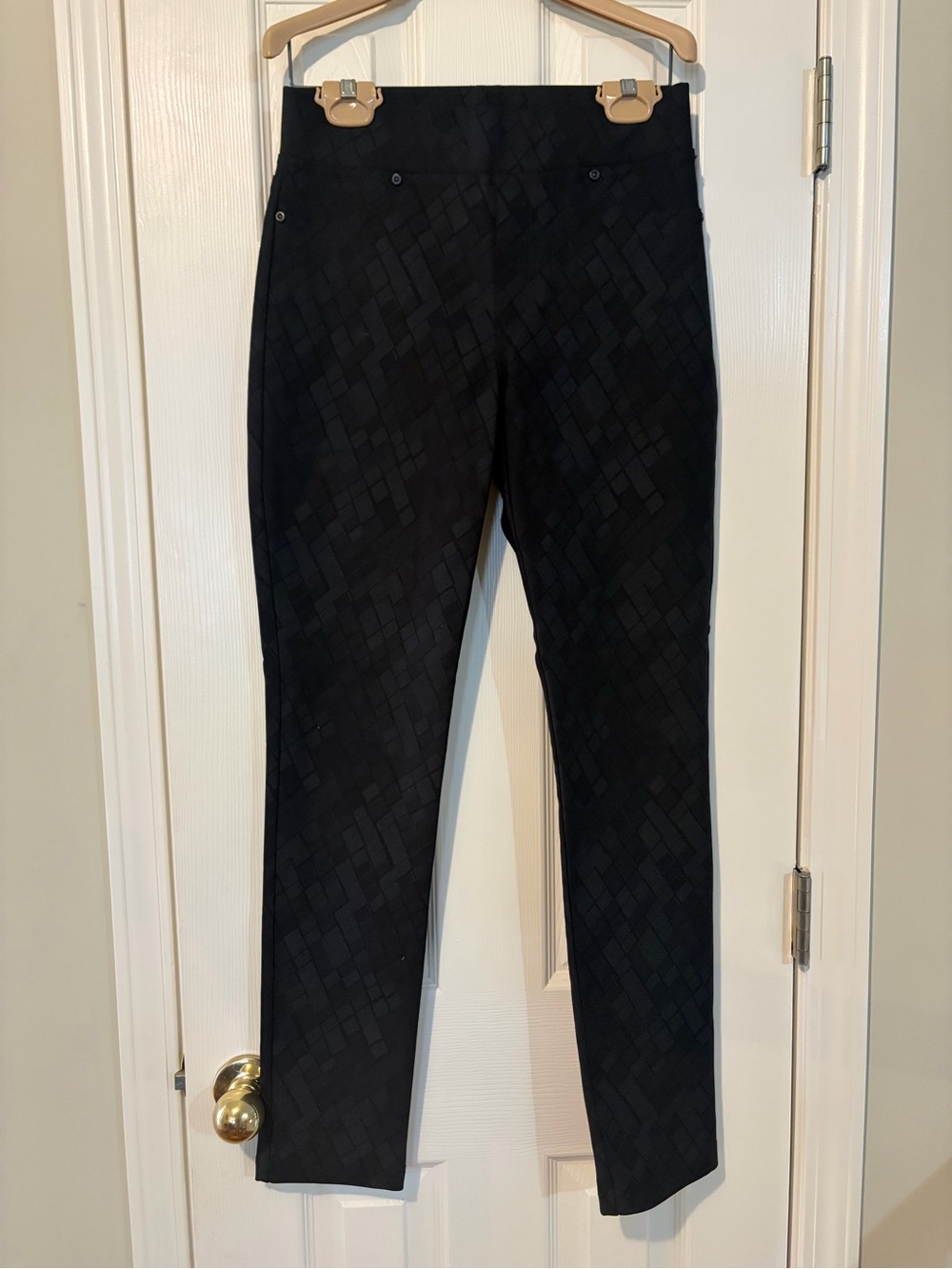 Joseph Ribkoff Dress Pants Black Diamond Pattern Ponte Slim Pull On Stretch 6
